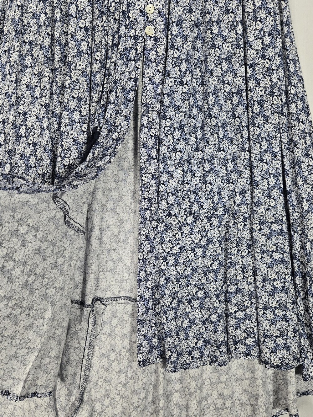 Rachel Zoe Blue White Floral Maxi Skirt Smocked Waist Hi Low Hem Size XS - Picture 8 of 15